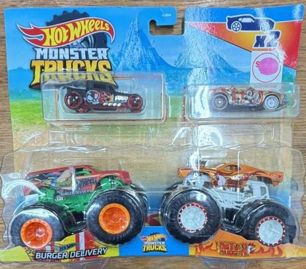 Hot Wheels Monster Trucks Burger Delivery Vs Nitro Nuggets Demolition Doubles